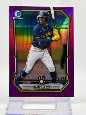 2026 Bowman Jesus Made Chrome Prospects Fuchsia Refractor 5/199 SP Brewers